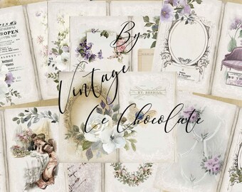 Shabby Chic Floral Scrapbook Paper: Vintage Collage Ephemera (Digital Download)