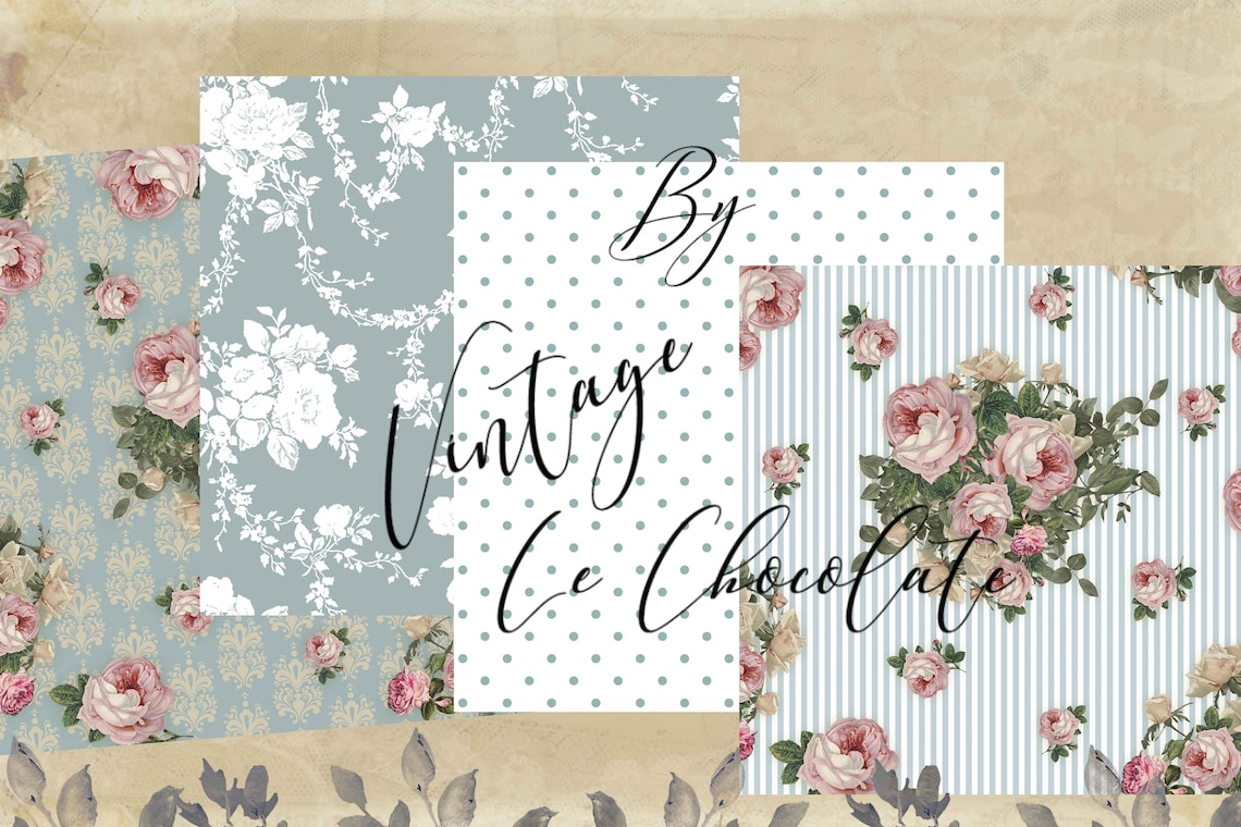 Pink Shabby Rose Scrapbook Paper Pink Rose DIY Digital Paper. - Etsy