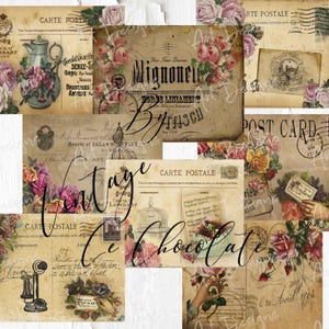 Printable Digital Paper Cards and Tags Shabby Ephemera Collage Labels. 710