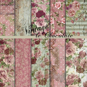 Shabby Rose Digital Papier: Zerrissene Tapetentexturen (Digitaler Download)