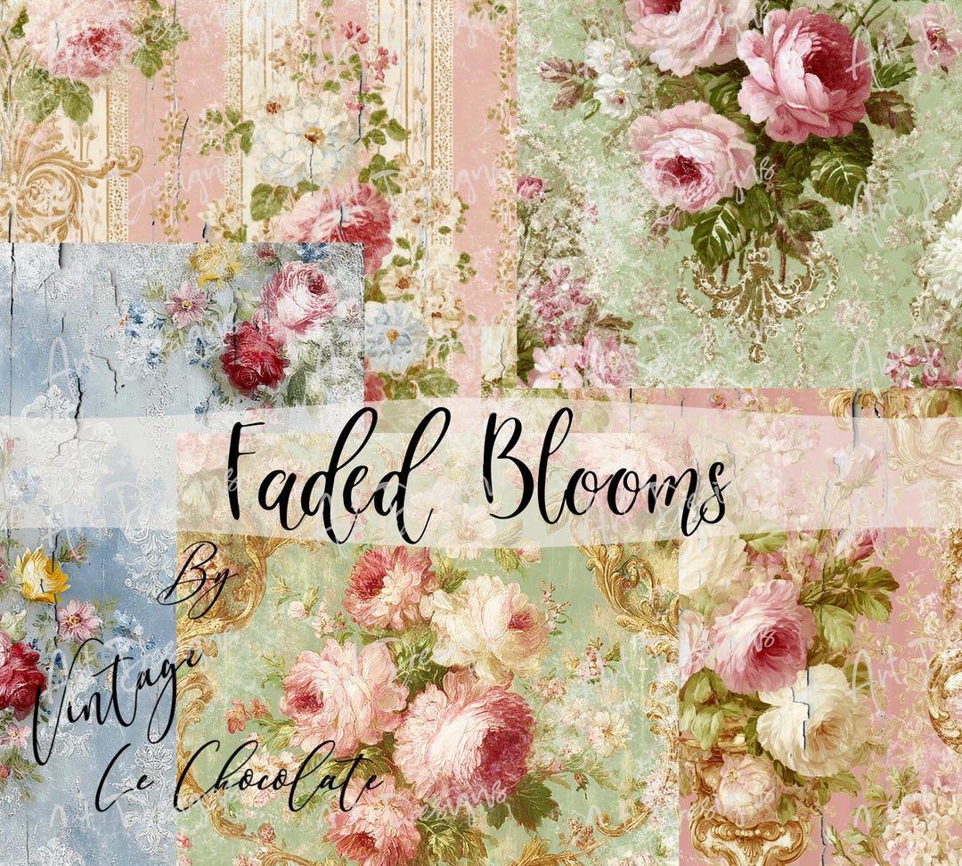 Faded Rose Floral Paper Pack | Shabby Chic Pastel Scrapbook Paper Kit ...