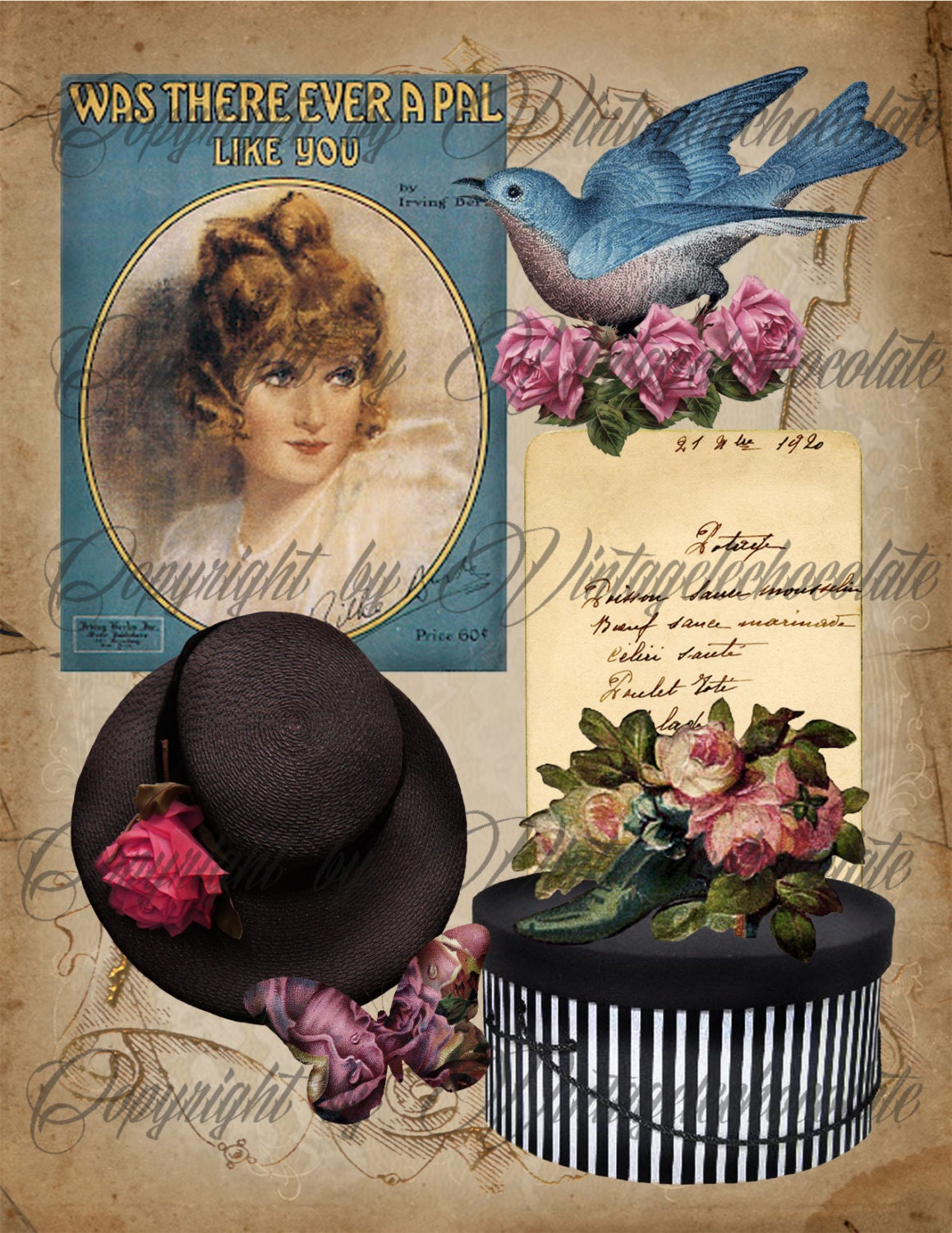 Digital Scrapbook Clip-art Vintage Scrapbook Clip-art Shabby - Etsy