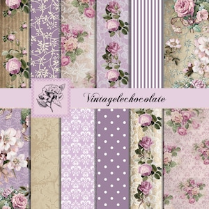 Papel digital para scrapbooking, papel digital, papel digital shabby, papel lila y rosa, papel lila rosa, papel vintage rosa y antiguo. N.º p.68