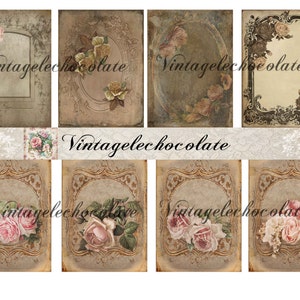 Vintage Paper Cards Printable Tags Shabby Victorian Digital Background Papers.  418