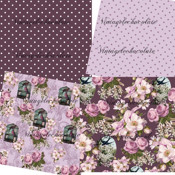 Lavender Floral Rose Scrapbook Paper, Digital Pink Floral Paper, Vintage  Digital Lilac Rose Paper, Printable Digital Paper. No. P98.VA 