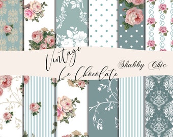 Scrapbook Digital Paper, Pink Floral Journal Paper, Shabby Background Paper, Decoupage Shabby Rose paper. P95