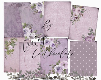 Victorian Junk Journal, Digital Scrapbook Paper, Vintage Floral Digital Pages. P349