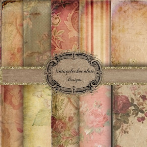 Victorian Pink Rose Digital Paper, Scrapbook Paper Digital, Antique Digital Paper, Decoupage Paper. P40