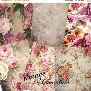 Digital Floral Paper, Digital Shabby Chic Paper, Digital Floral Shabby Paper, Printable Digital Shabby Chic, Floral Digital Paper. No. p121 image 2