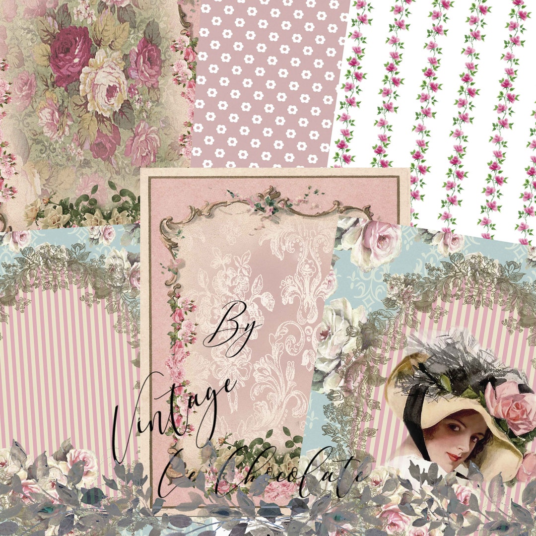 Shabby Chic Printable Paper Vintage Pink Floral Journal - Etsy