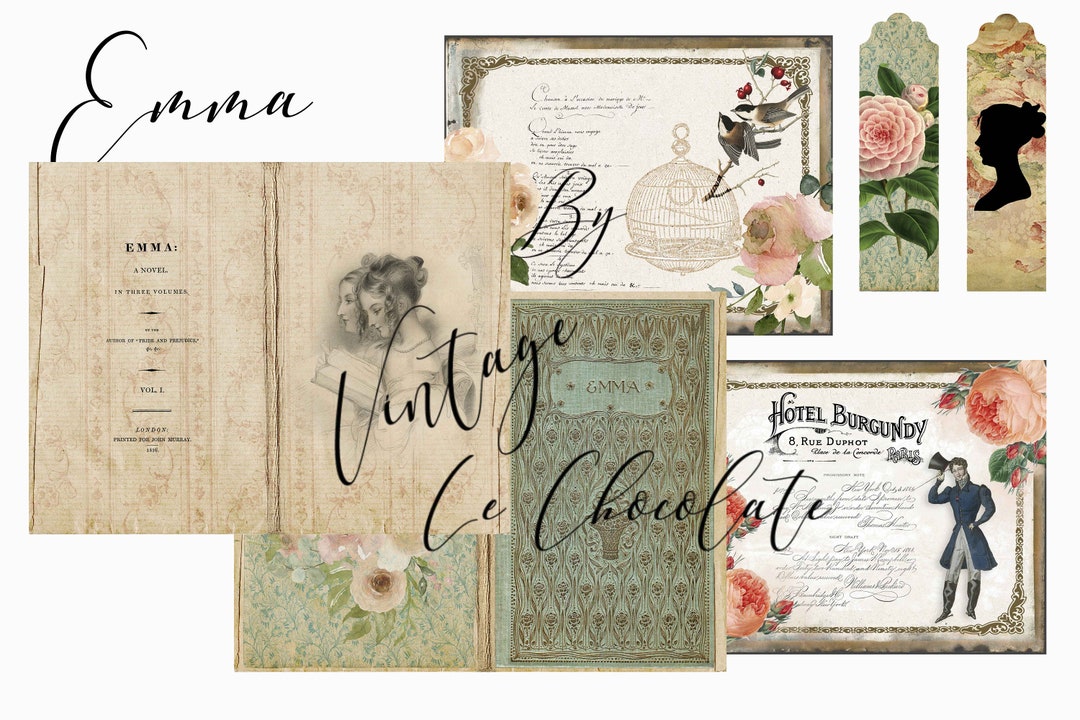 Jane Austen Journals Emma Junk Journal Set Vintage Scrapbook Jane ...