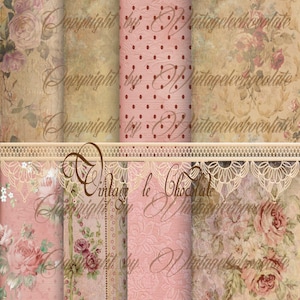 Digitales Shabby Papier Digitale Spitze Pink Rose Shabby Chic Papier Shabby Rose Digital Scrapbook Papier Printable Download. S27