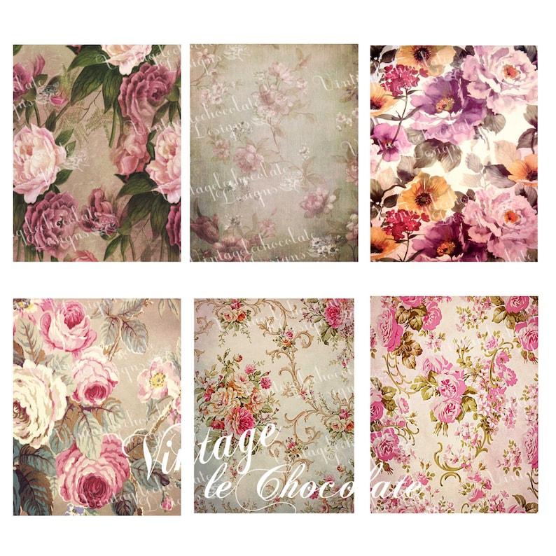 Digital Floral Paper, Digital Shabby Chic Paper, Digital Floral Shabby Paper, Printable Digital Shabby Chic, Floral Digital Paper. No. p121 image 3