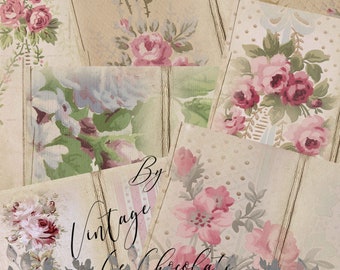 Vintage Floral Junk Journal Paper: Shabby Chic Scrapbook (Digital Download)