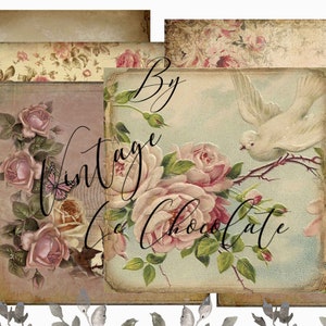 Pink Floral Vintage Scrapbook Paper: Rose Journal Background (Digital Download)