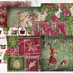 Vintage Christmas Scrapbook Paper: Printable Holiday Journal Backgrounds (Digital)  CP002