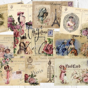 Shabby Chic Ephemera Cards Scrapbook Journal Cards TagsDigital Download. 424