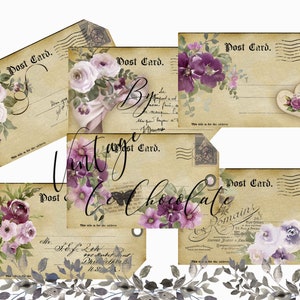 Digital Scrapbook, Digital Postcards, Digital Shabby Rose Tags, Digital Vintage Roses, Shabby Cards/Tags, Scrapbook Digital Tags. No. 439