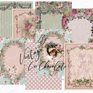 Shabby Chic Printable Paper: Vintage Pink Floral Scrapbook (Digital Download)