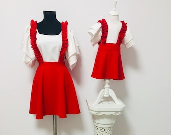 Red matching mother-daughter dress / Mommy and me outfit / Mommy and me dress