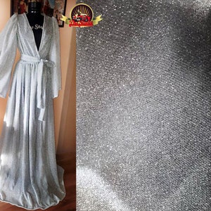 Silver Sparkling Princess Puffy Bell Sleeves Robe Dress/ Bridal Silver Robe/ Getting Ready Robe/ Fairy Dress