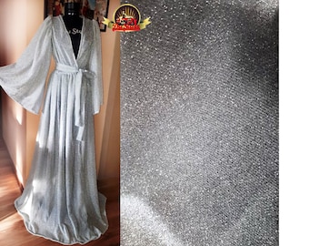 Silver Sparkling Princess Puffy Bell Sleeves Robe Dress/ Bridal Silver Robe/ Getting Ready Robe/ Fairy Dress