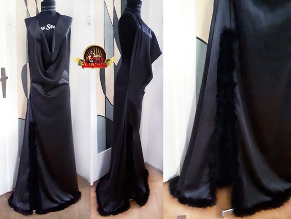 black satin night gown