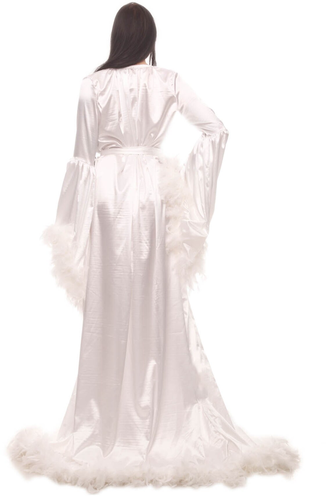 white robe with feathers