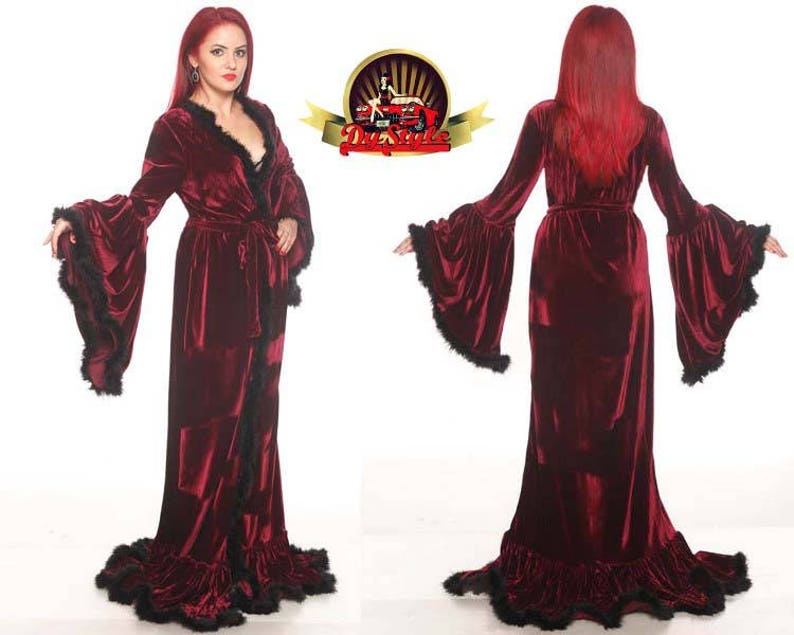 Burgundy Velvet Dressing Gown Custom Made Velvet Gown Etsy UK