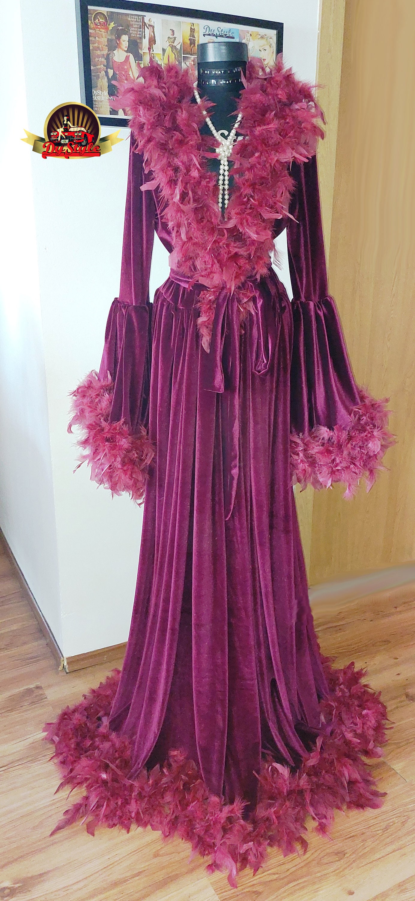 ASOS DESIGN faux fur trim and mesh robe in pink | ASOS
