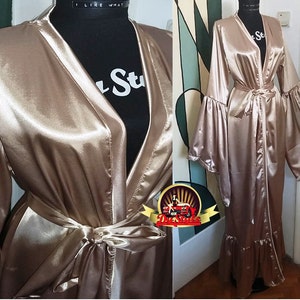 Hunter Green Silky Satin Bridesmaids Dressing Gown image 3