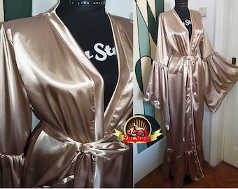 Gold Satin Dressing Gown, Silky Satin Bride Dressing Gown, Bridesmaids Dressing Gown, Bridesmaids Gold Satin Robe