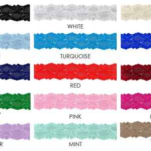 Puede incluir: Una colecci&oacute;n de 15 encajes en varios colores, incluyendo negro, blanco, marfil, azul cielo, turquesa, azul real, azul marino, rojo, burdeos, esmeralda, rosa, rosa fuerte, lavanda, menta y caramelo.