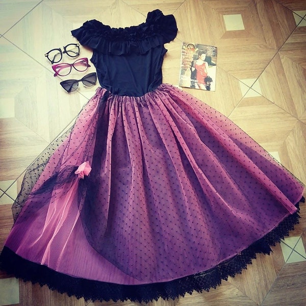 Tulle Skirt Prom Pink And Black Tulle Bridesmaid Tulle Skirt