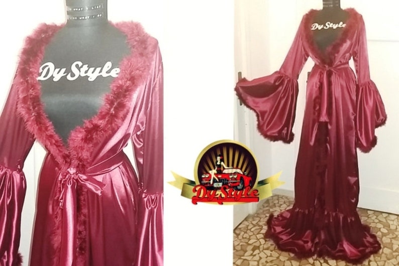 satin marabou robe