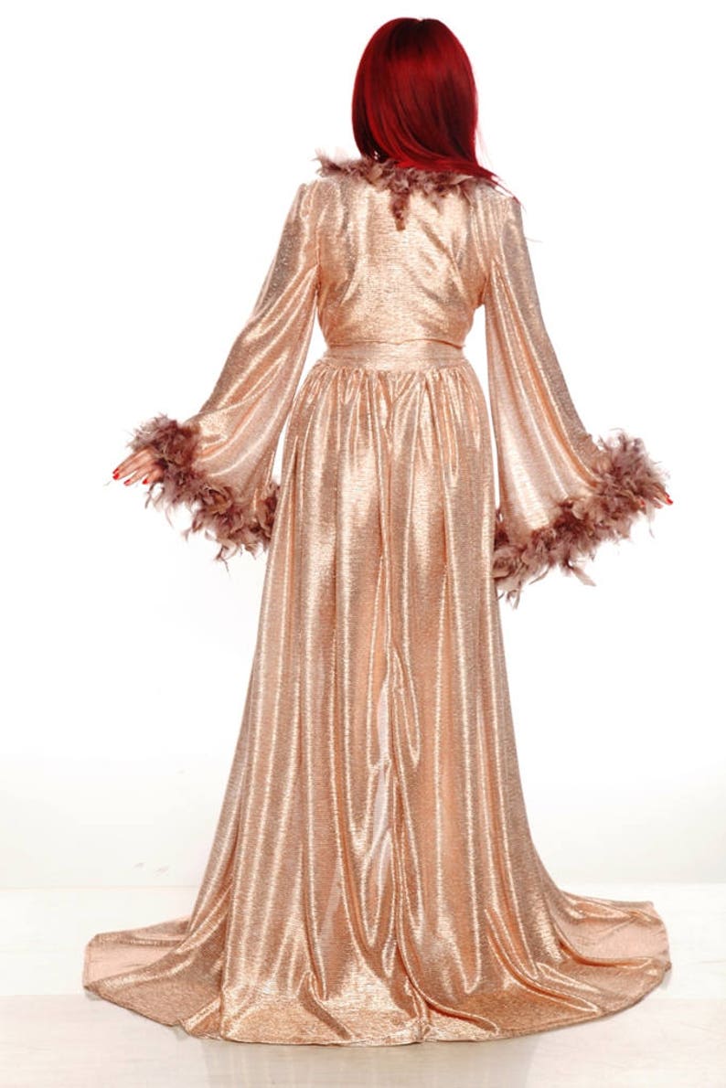 New Limited Edition Shiny Amazing Copper Tulle Dress Robe, Stage Dressing Gown image 10