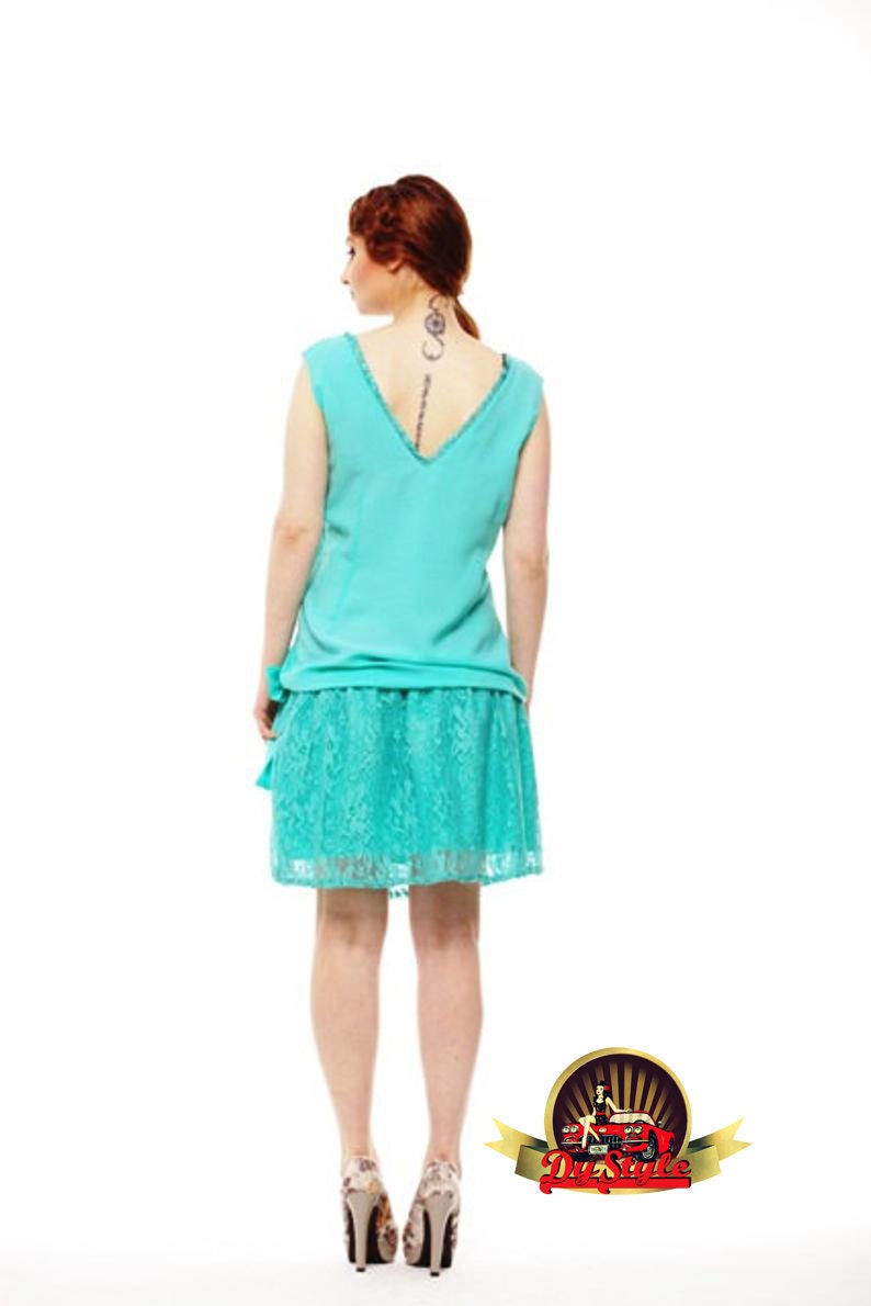 mint green flapper dress Emma Flapper Style Peacock Dress in Mint by Gatsby Lady XL / Mintcream main image 0