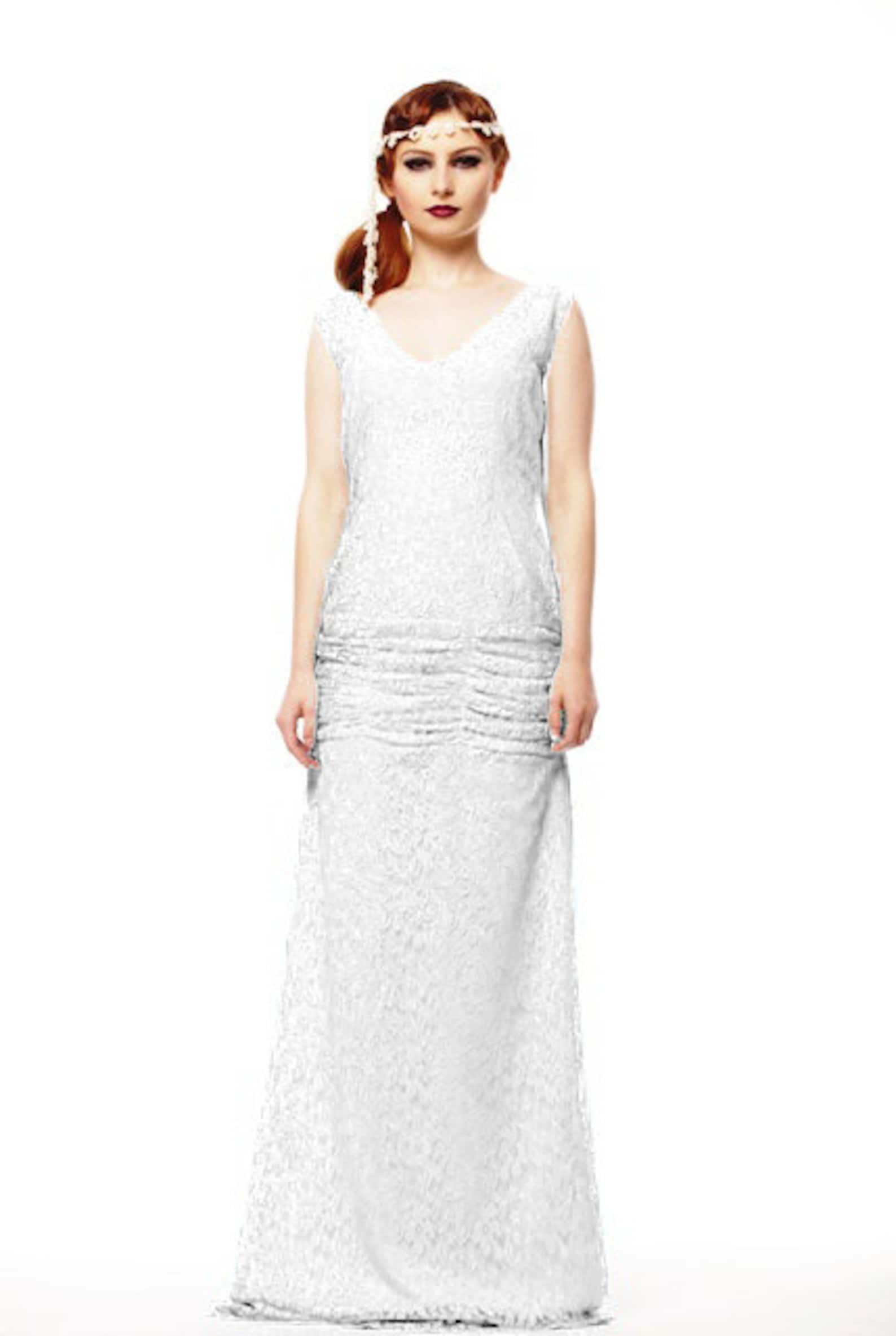 Flapper Wedding Lace Dress Great Gatsby 1920 Wedding Dress 20s Etsy — free download