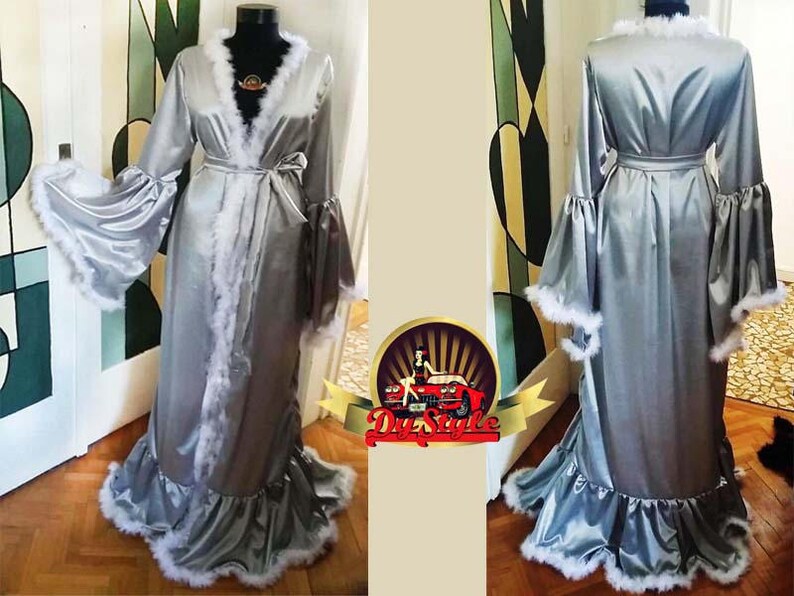 satin marabou robe
