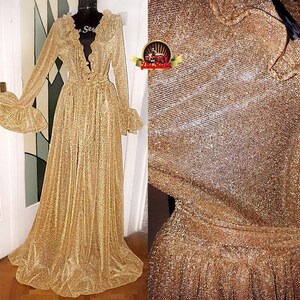 Gold Sparkling Tulle Princess Ruffle Frill Sleeves Vintage Romantic ...