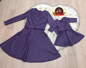 Purple Mom and me matching outfit, Mommy and me dress, matching dresses mother-daughter dress