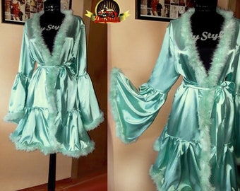 mint green satin robe