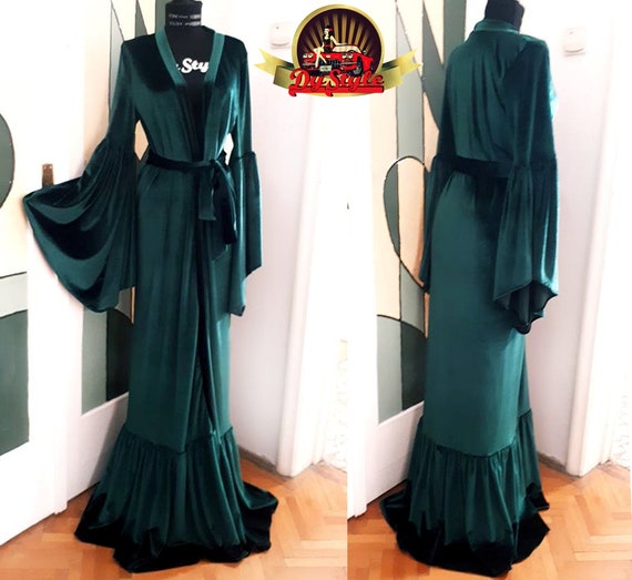 Green velvet dressing gown discount