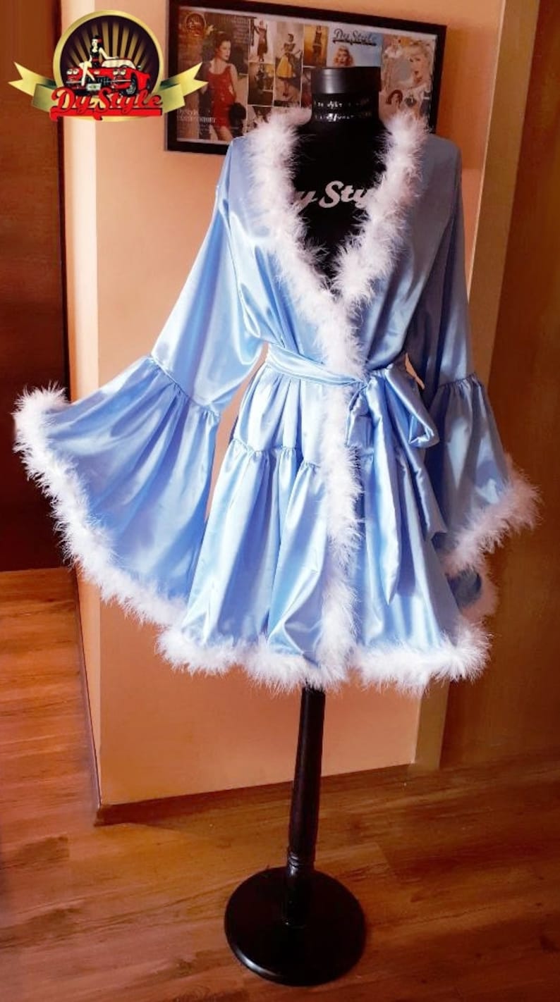 satin marabou robe