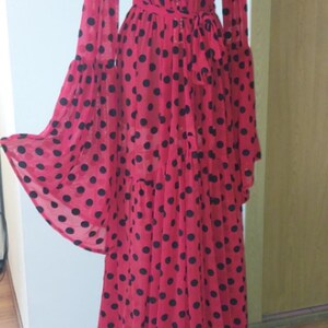 Bata de lunares negros y rojos, vestido de playa de lunares, vestido de escenario de tul, kimono de lunares negros y rojos