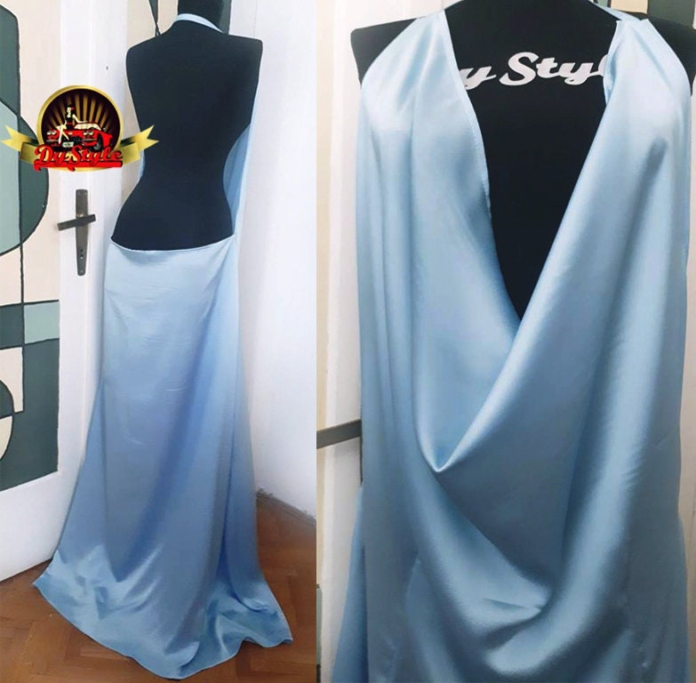Sky Blue Custom Silky Satin Nightgown Vintage Style Sleepwear | Etsy