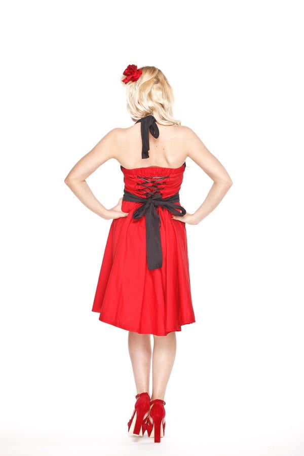 rockabilly corset dress Women Plus Size Victorian Style Satin ribbon Strapless Black Satin Corset Lace-up Dress 20 (EU22) / Black