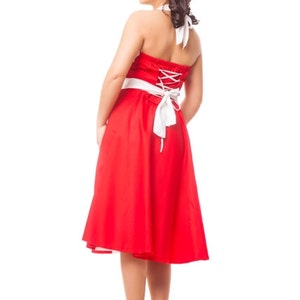 Rockabilly 1950s Tea Lenght Pin Up Black and Stripes Wedding Bridesmaid Corset Dress Prom Plus Size Corset Dress image 4