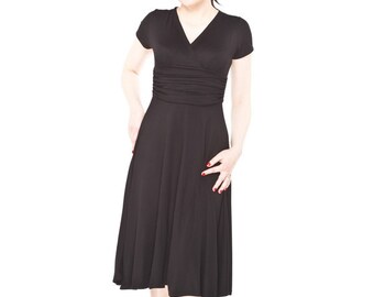 Custom Made Black Dress, Plus Size, Three Quarter Sleeve