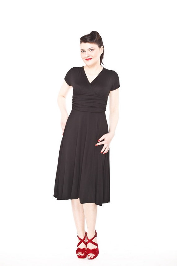 Custom Made Black Dress, Plus Size, Three Quarter Sleeve